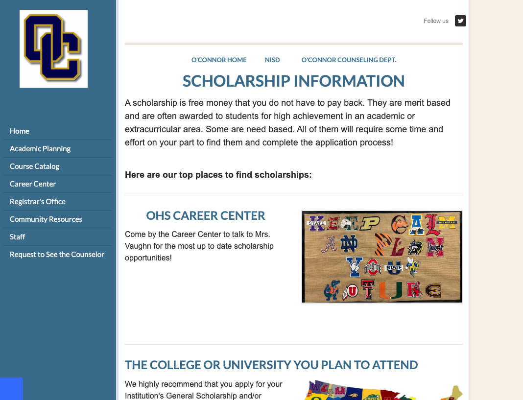O'Connor Scholarship Website